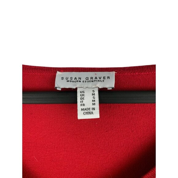 Susan Graver Modern Essentials Red V-Neck Long Sleeve Top Womens Size S - Picture 4 of 5